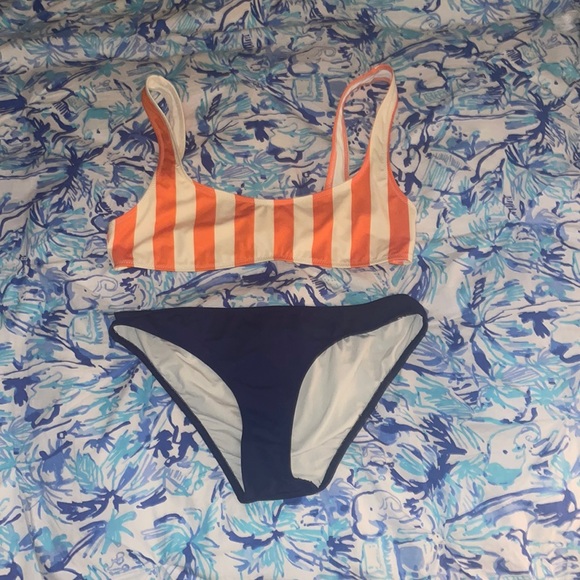 Solid and Striped Orange and white top and navy bottoms *DIFFERENT COLOR* - Picture 3 of 7